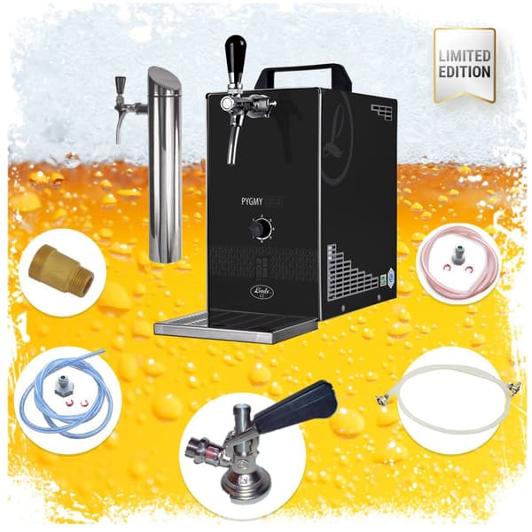 Öltapp PYGMY 25 / K LIMITED EDITION med membranpump, 1-rads torrkylare av rostfritt stål, 35 liter/h, Green Line, inkl dispenser, KEG:Type D