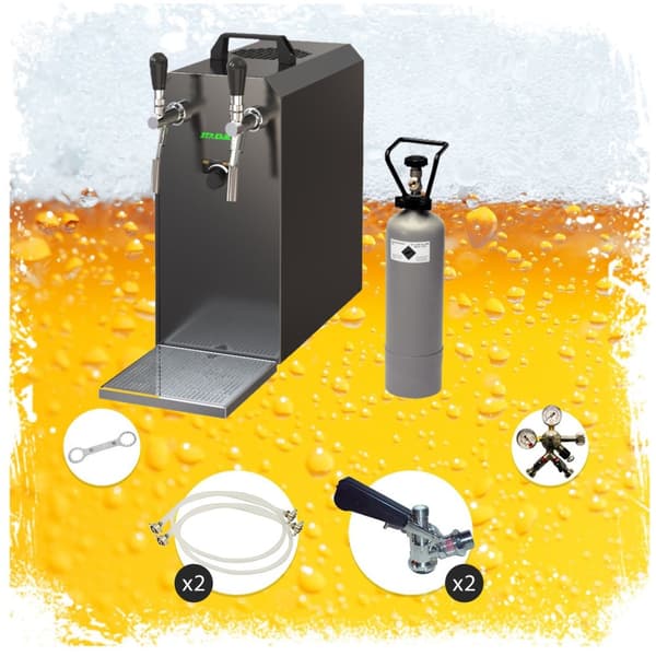 Komplet sæt - fadølsanlæg - Stream 50 2 linjer tør køler, spil køler 50 liter/h, KEG:Type D, KEG 2:Type A