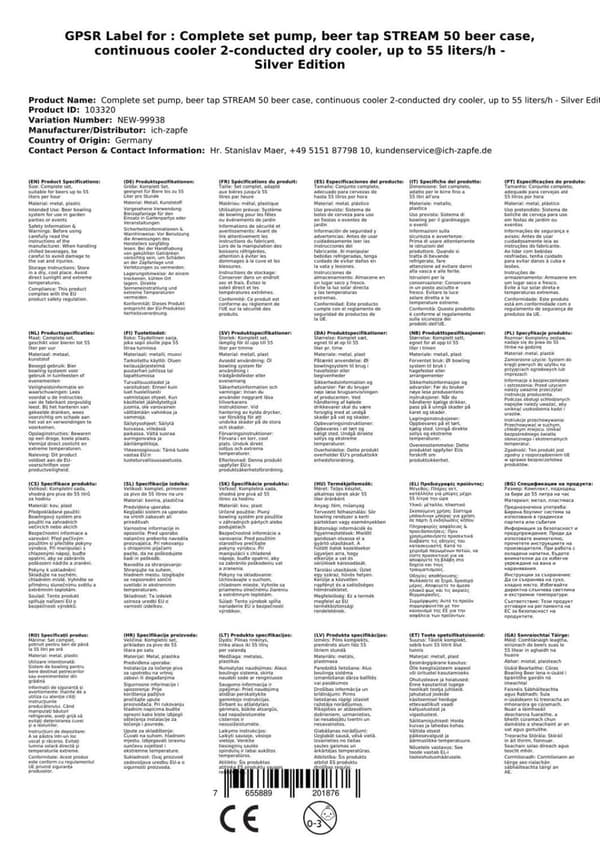 Täydellinen setti - Oluthana - Stream 50 kaksilinjainen kuivajäähdytin, juoksujäähdytin 50 litraa/h, KEG:Type G, KEG 2:Type A