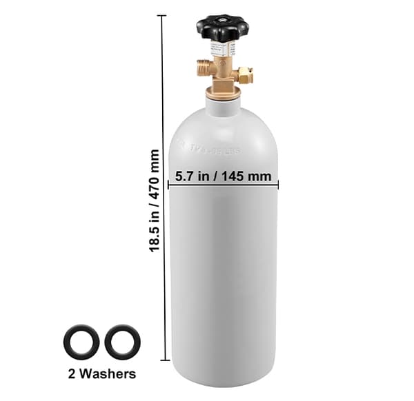 5 lbs kapacitet 1800PSI CO2-tank med CGA320-ventil för utmatning av fatöl och drycker, hög stabilitet