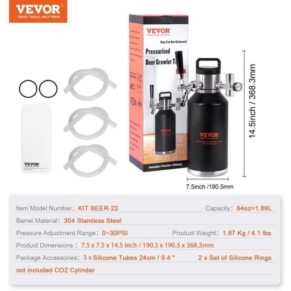 Ölkran - VEVOR - Bärbar ölkran 1,89 L Ölfattryck 0~30 PSI