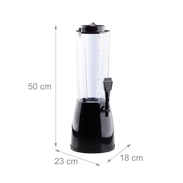 Relaxdays Beer Tap Giraffe Beer Pump Plast 2,5 liters kran HxBxD 50 x 23 x 18 cm, Svart
