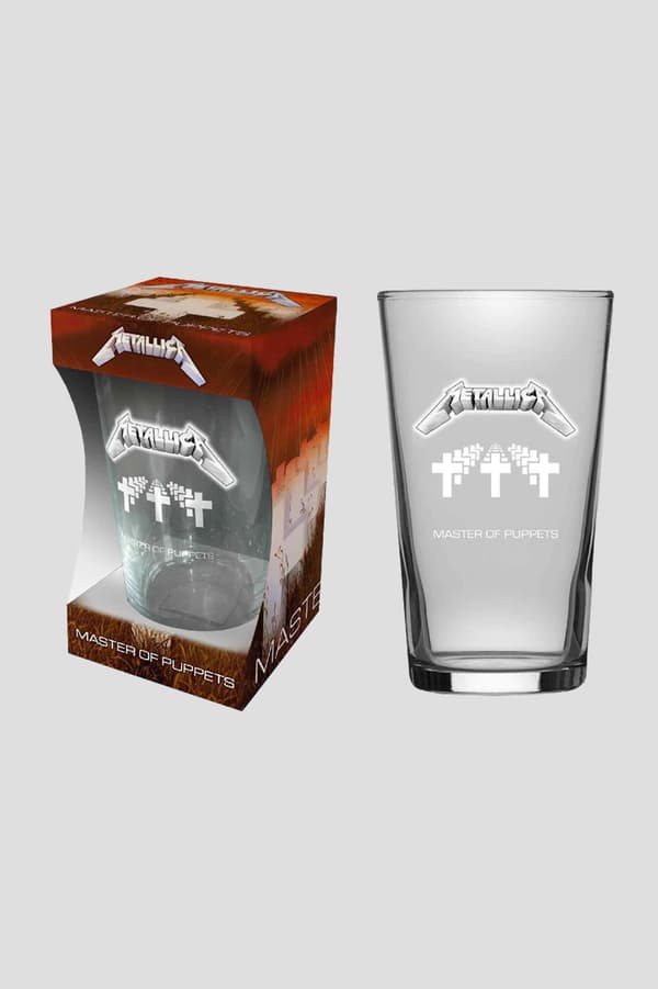 Metallica Beer Glass Master Of Puppets Album Band Logo Official Boxed One Size