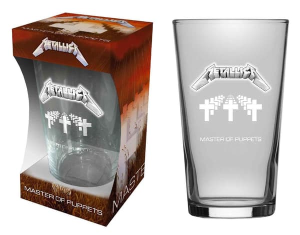 Metallica Beer Glass Master Of Puppets Album Band Logo Official Boxed One Size