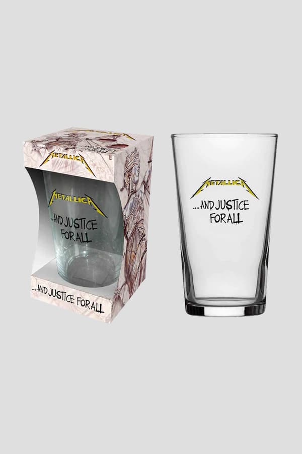 Metallica Beer Glass And Justice For All Album Band Logo Official Boxed One Size