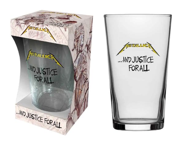 Metallica Beer Glass And Justice For All Album Band Logo Official Boxed One Size