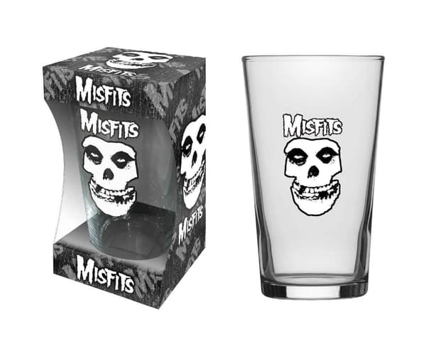 Misfits Pint Glass Skull Band Logo Official Boxed One Size