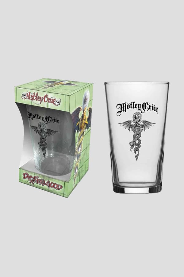 Motley Crue Pint Glass Dr Feelgood Band Logo Official Boxed One Size