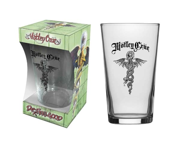 Motley Crue Pint Glass Dr Feelgood Band Logo Official Boxed One Size