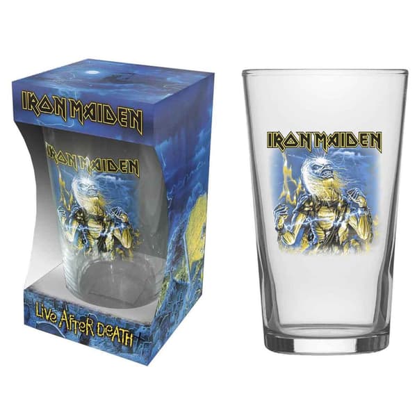 Iron Maiden Pint Glass Live After Death Band Logo Official Boxed One Size