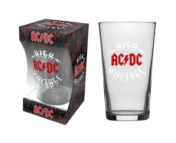 AC/DC Pint Glass High Voltage Band Logo Official Boxed One Size