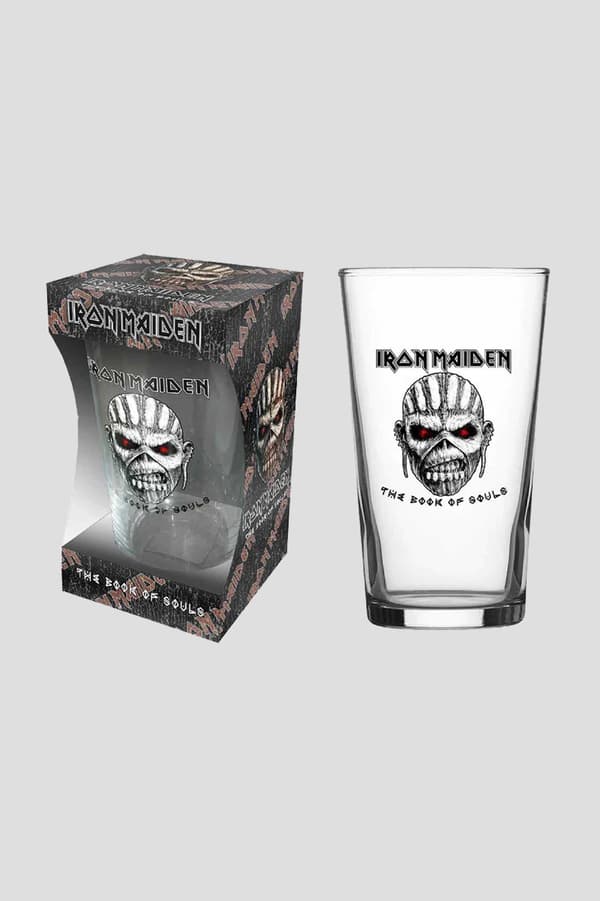 Iron Maiden Pint Glass Book Of Souls Eddie Band Logo Official Boxed One Size