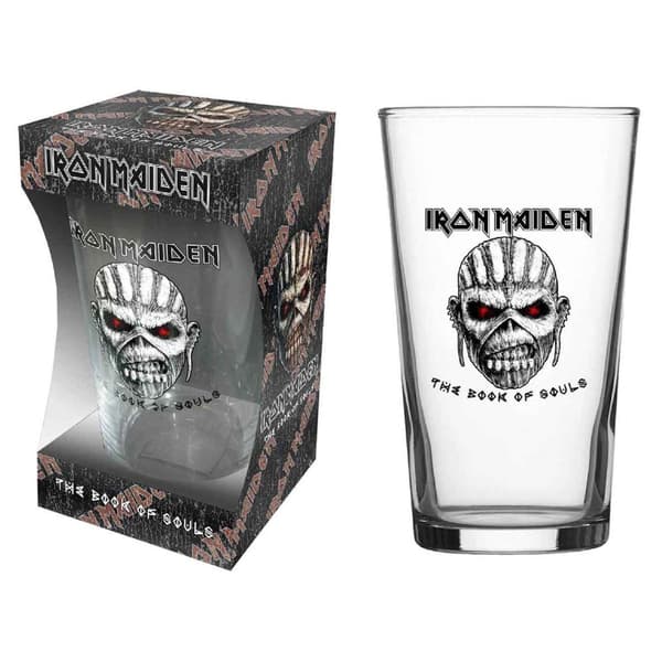 Iron Maiden Pint Glass Book Of Souls Eddie Band Logo Official Boxed One Size