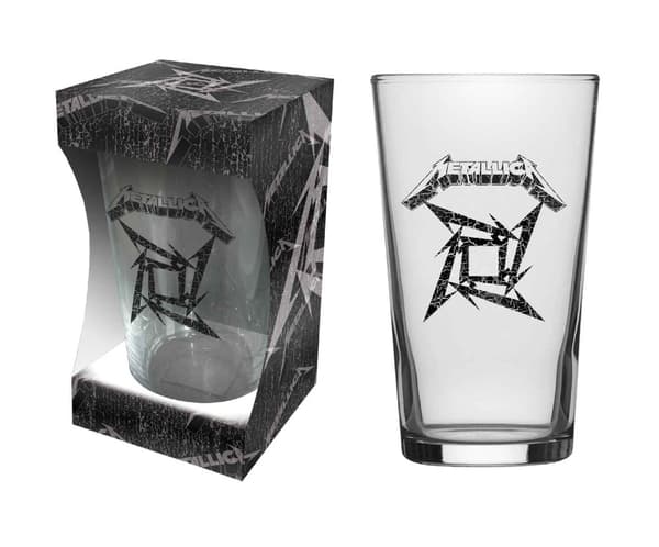 Metallica Pint Glass Black Album Ninja Star Band Logo Official Boxed One Size