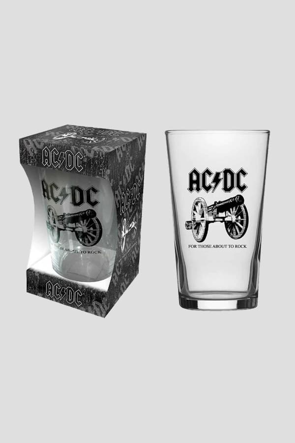 AC/DC Pint Glass For Those About To Rock Band Logo Official Boxed One Size