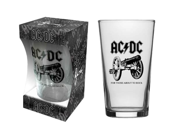 AC/DC Pint Glass For Those About To Rock Band Logo Official Boxed One Size