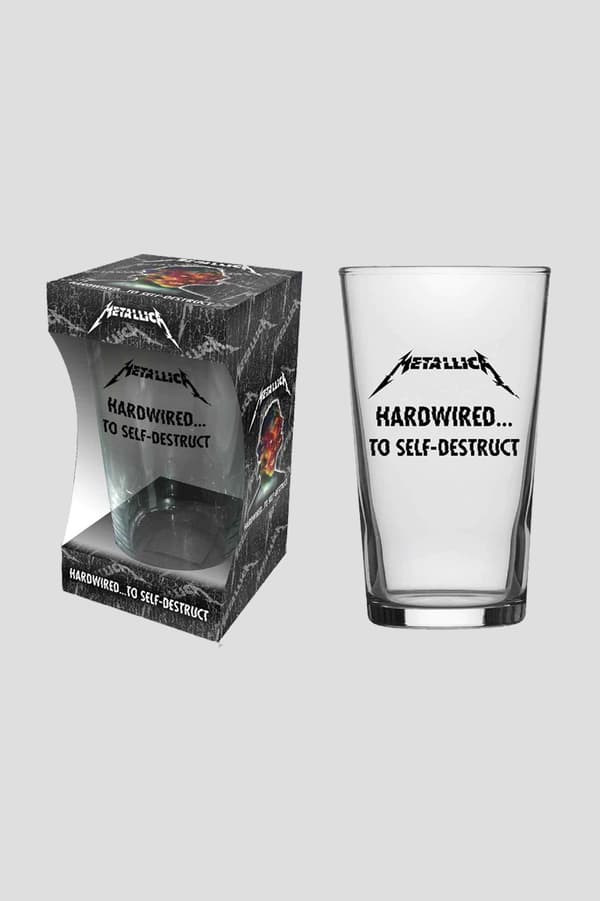 Metallica Beer Glass Hardwired To Self Destruct Band Logo Official Boxed One Size