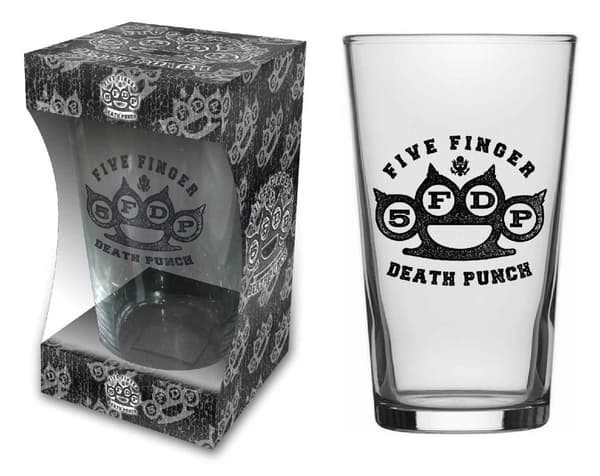 Five Finger Death Punch Beer Glass Knuckle Band Logo Official  Boxed One Size
