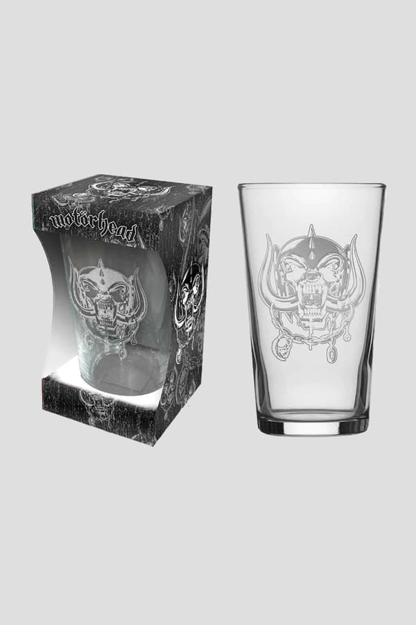 Motorhead Beer Glass Warpig Etched Print Band Logo Official Boxed One Size