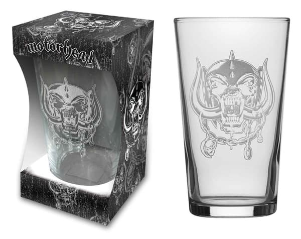Motorhead Beer Glass Warpig Etched Print Band Logo Official Boxed One Size