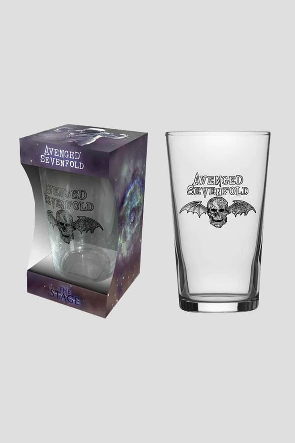 Avenged Sevenfold Pint Glass Bat Skull Band Logo Official Boxed One Size