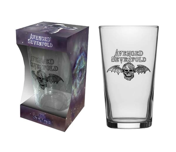 Avenged Sevenfold Pint Glass Bat Skull Band Logo Official Boxed One Size