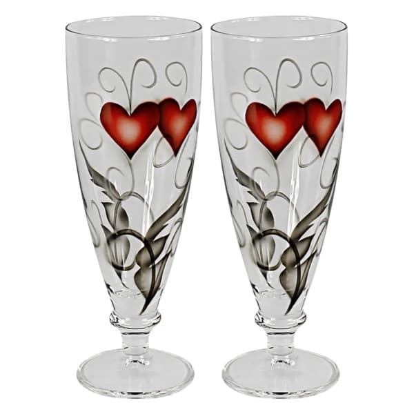 Crystal Ink Beer Glass Heart 38cl, 2-pack - Nybro
