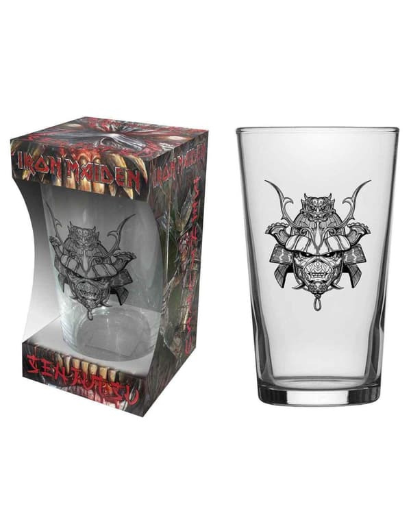 Iron Maiden Pint Glass Senjutsu Band Logo Official Boxed One Size