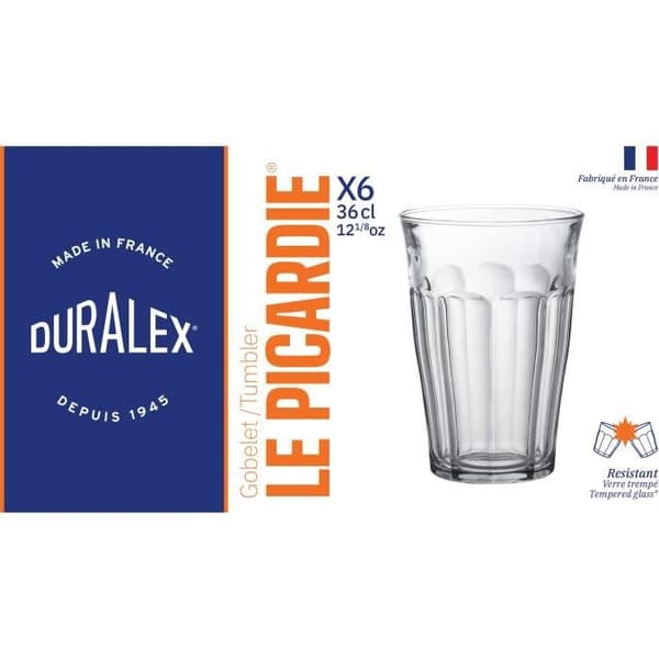 DURALEX Set med 6 PICARDIE glasögon - 36 cl