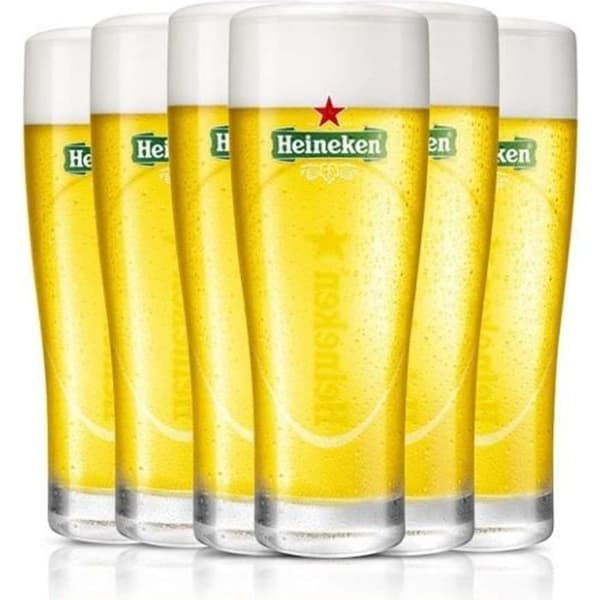 HEINEKEN | Ölglas | Ellipsis | Set med 6 | 25cl | 250ml | Halv pint glasögon | Grön logotyp