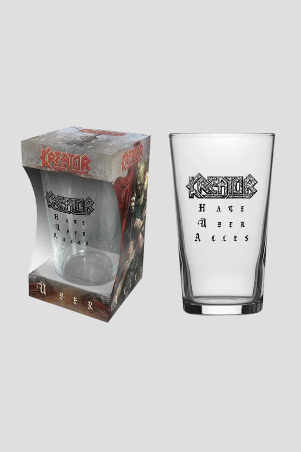 Kreator Beer Glass Hate Uber Alles Band Logo Official Boxed One Size