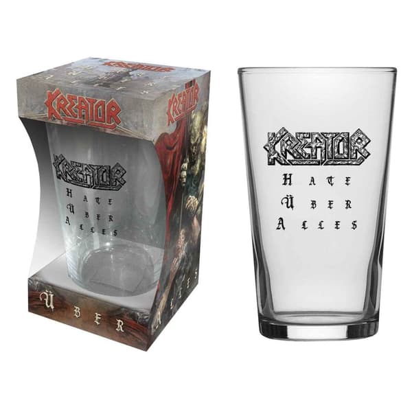 Kreator Beer Glass Hate Uber Alles Band Logo Official Boxed One Size