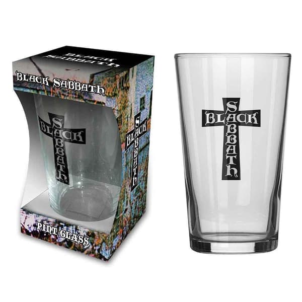 Black Sabbath Beer Glass Cross Band Logo Boxed One Size