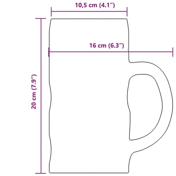 vidaXL Ølkrus med håndtak glass 6 stk 1000 ml