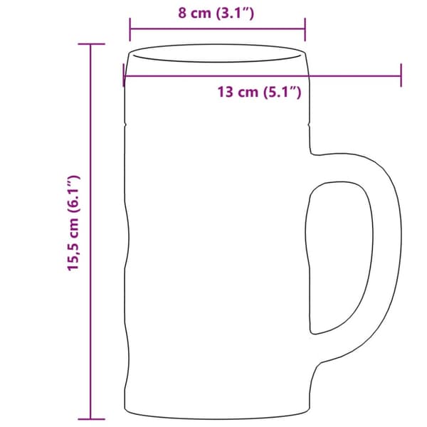 vidaXL Oluttuopit kahvalla lasi 6 kpl 500 ml