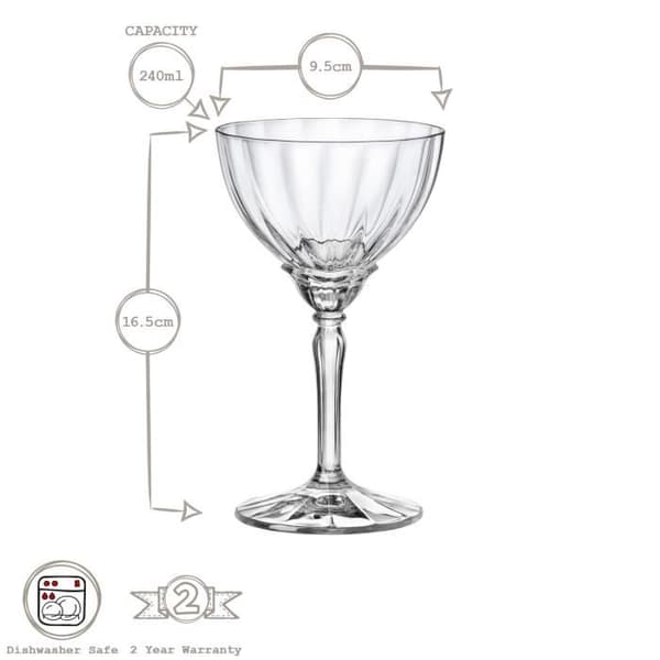 6x Blå 240 ml Florian Champagne Cocktail Coupes - Antik Glas Espresso Martini Prosecco Wine Gin Coupe Glass Set-Cad