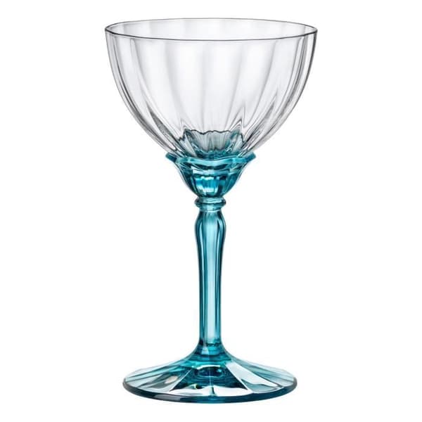 6x Blå 240 ml Florian Champagne Cocktail Coupes - Antik Glas Espresso Martini Prosecco Wine Gin Coupe Glass Set-Cad