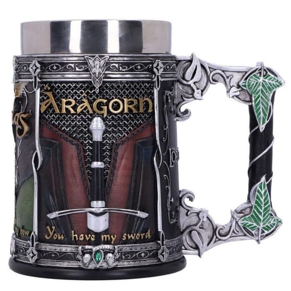 Tankard The Fellowship of the Lord of the Rings - Nemesis Now - Gimli, Legolas och Aragon - 15,5 cm