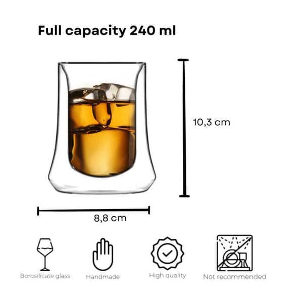 Cocktailglas - aperitifglas Vialli design Set med 2 låga glas med dubbelvägg Soho 240 ml 8920