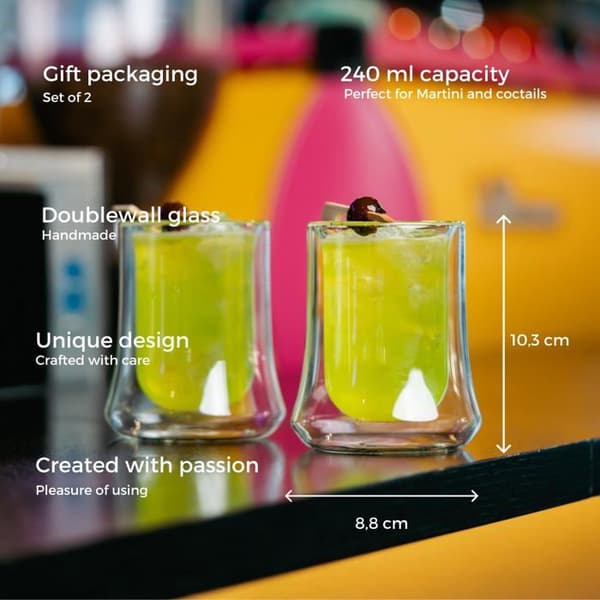 Cocktailglas - aperitifglas Vialli design Set med 2 låga glas med dubbelvägg Soho 240 ml 8920