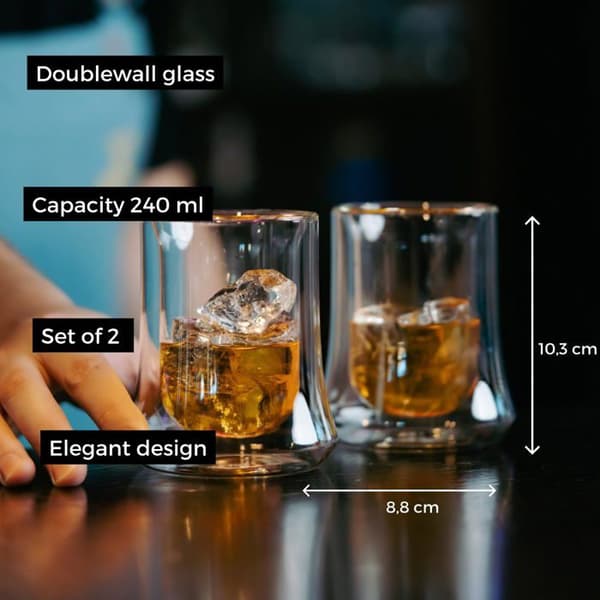 Cocktailglas - aperitifglas Vialli design Set med 2 låga glas med dubbelvägg Soho 240 ml 8920
