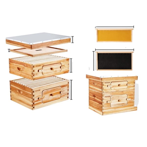 VEVOR Bihuset Kit, 20 Ramme Kapacitet, Dybe og Mellemstore Bihusekasser,Dyb Kasse-Mellemstor Kasse