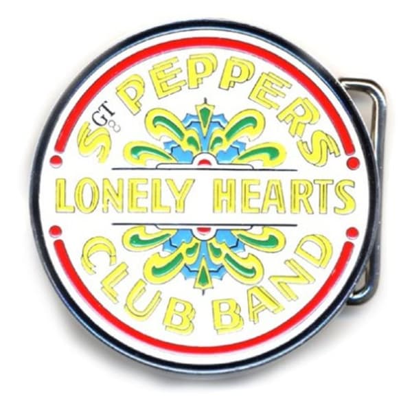The Beatles Belt Buckle Sgt Peppers Lonely Hearts Drum Official metal White One Size