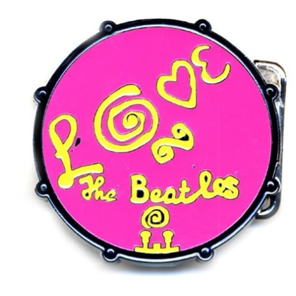 The Beatles Belt Buckle Love Drum Band logo Pink Official Metal One Size