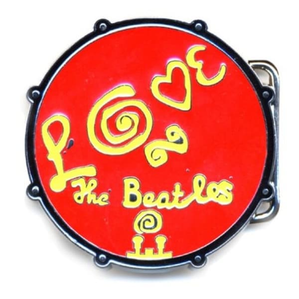 The Beatles Belt Buckle Love Drum Band logo Red Official Metal One Size