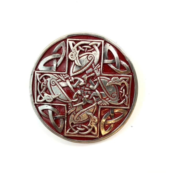 Belt Buckle - Red cross with pattern