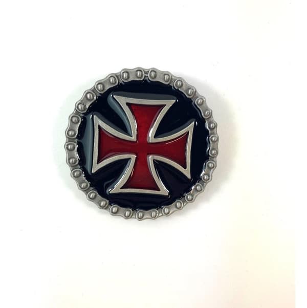 Belt Buckle - Cross w bike chain