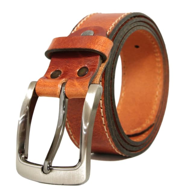 Konjaksbrunt 35mm jeansbälte i kalvläder