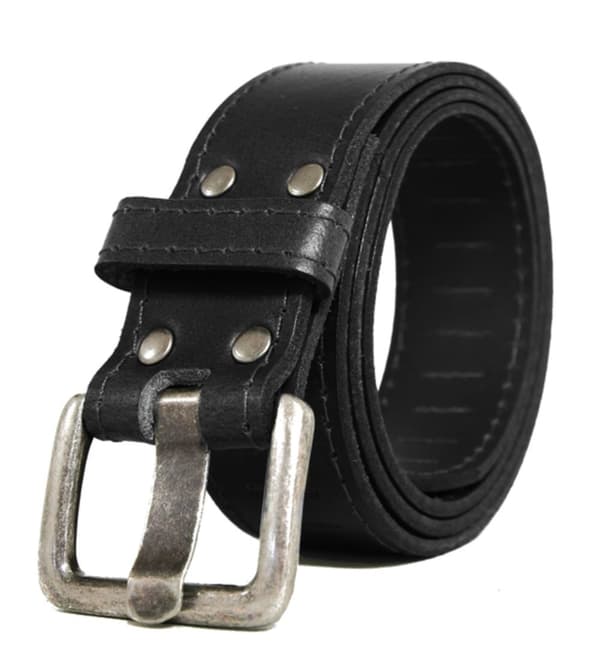 Svart 35mm jeansbälte i kalvskinn