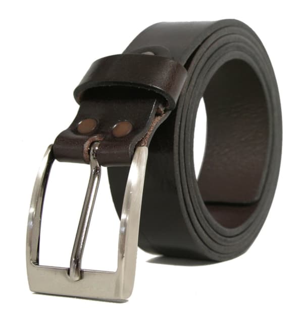 Brunt 30mm jeansbälte i kalvskinn 95 cm (midjemått)